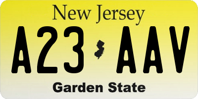 NJ license plate A23AAV