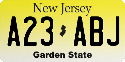 NJ license plate A23ABJ