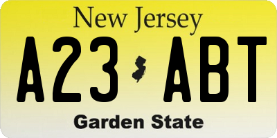 NJ license plate A23ABT