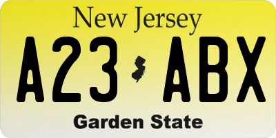 NJ license plate A23ABX