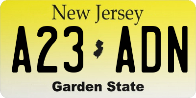 NJ license plate A23ADN