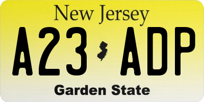 NJ license plate A23ADP
