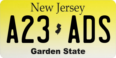 NJ license plate A23ADS