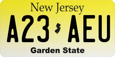 NJ license plate A23AEU