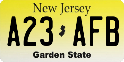 NJ license plate A23AFB