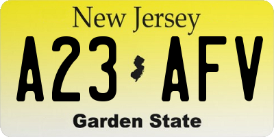 NJ license plate A23AFV