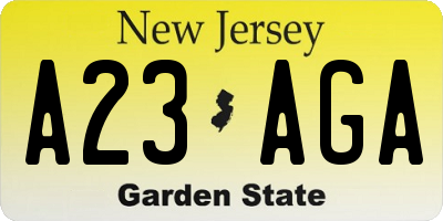 NJ license plate A23AGA