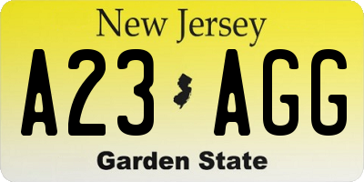 NJ license plate A23AGG