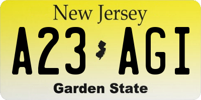 NJ license plate A23AGI