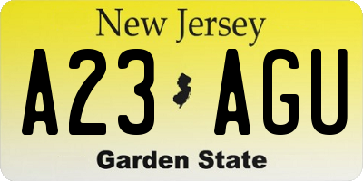 NJ license plate A23AGU