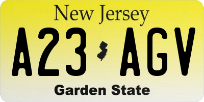 NJ license plate A23AGV
