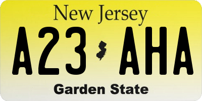 NJ license plate A23AHA