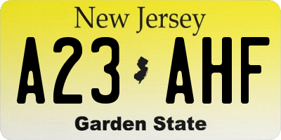 NJ license plate A23AHF