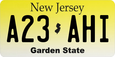 NJ license plate A23AHI