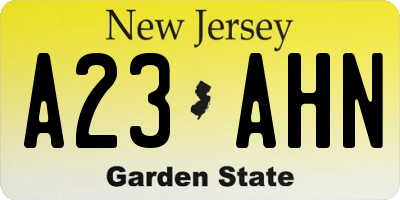 NJ license plate A23AHN