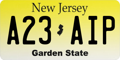 NJ license plate A23AIP