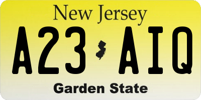 NJ license plate A23AIQ