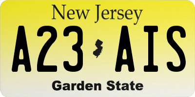 NJ license plate A23AIS