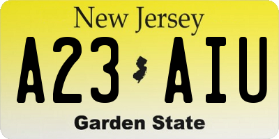 NJ license plate A23AIU