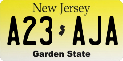 NJ license plate A23AJA