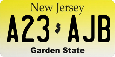 NJ license plate A23AJB