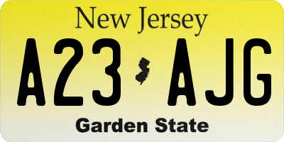 NJ license plate A23AJG