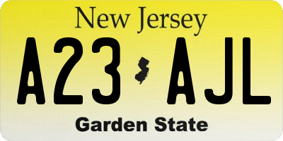 NJ license plate A23AJL