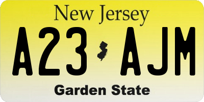 NJ license plate A23AJM
