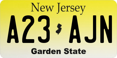 NJ license plate A23AJN