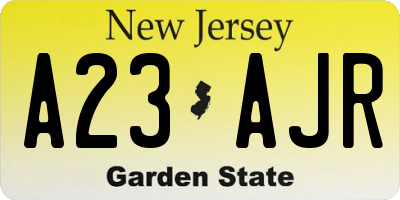 NJ license plate A23AJR