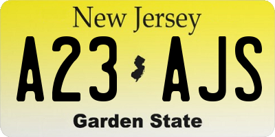 NJ license plate A23AJS