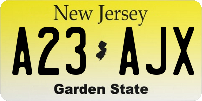 NJ license plate A23AJX