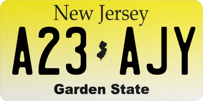 NJ license plate A23AJY