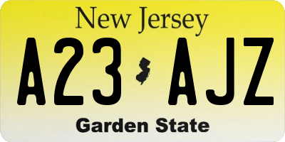 NJ license plate A23AJZ