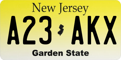NJ license plate A23AKX