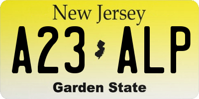NJ license plate A23ALP