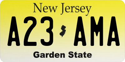 NJ license plate A23AMA