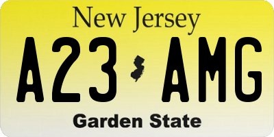 NJ license plate A23AMG