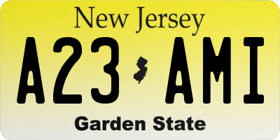 NJ license plate A23AMI