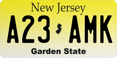 NJ license plate A23AMK