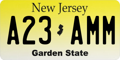 NJ license plate A23AMM