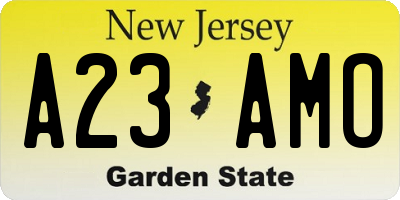 NJ license plate A23AMO
