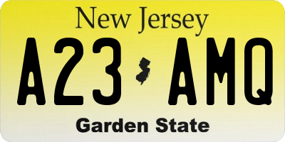 NJ license plate A23AMQ