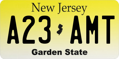 NJ license plate A23AMT