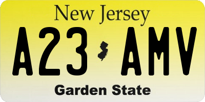 NJ license plate A23AMV
