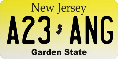 NJ license plate A23ANG