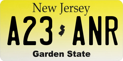 NJ license plate A23ANR