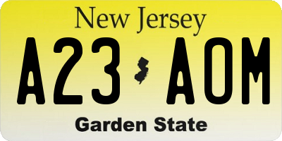 NJ license plate A23AOM