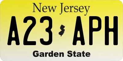 NJ license plate A23APH