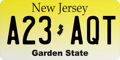 NJ license plate A23AQT